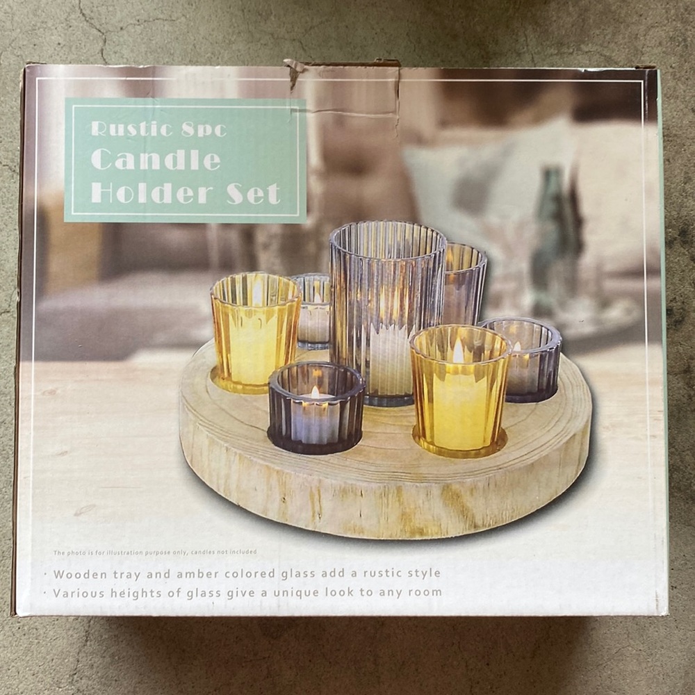 Rustic 8pc Candle Holder Set